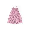 Verão 2026 Novo Macacão Casual Estampado com Alça Franzida Wide-Leg para Praia Meninas Roupas Infantis Atacado