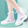 Cubrezapatos de Lluvia para Hombres Mujeres Impermeables Lluvia Adultos Niños Antideslizantes Resistentes a la Abrasión PVC Cubrezapatos Portátil Engrosado Blanco