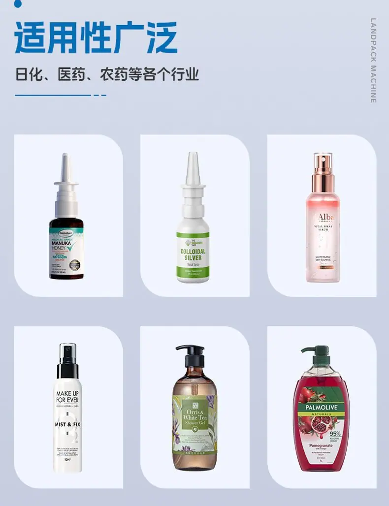 鼻炎喷雾瓶灌装线(理瓶机+4头活塞灌装机+自动扣盖机+四轮旋