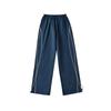 Calça Reta Casual Solta na Cintura Estilo Retro Americano Calça de Rua Feminina Perna Larga com Fendas Laterais Calça Esportiva de Perna Solta