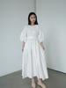 Vestido Longo Retro Qianghe Primavera/Verão Novo com Mangas Bufantes, Estilo Blogger, Costas Abertas, Soltinho, Primeira Mão, Linha A para Mulheres