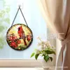 Colgante de Vidrio de Color Cruz Señor Gorrión Rojo Adorno de Vidrio para Colgar en Casa Decoración de Ventana Atrapasoles para Jardín