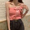 Top corto adelgazante con diseño de tubo y lazo sexy para mujer, estilo nuevo de verano, estilo moderno