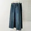 100kg Pantalones vaqueros rectos de doble cara para mujer de talla grande, sencillos, adelgazantes, para otoño, pantalones largos casuales para señoras de talla grande 0741