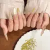 Decorações de Nail Art Tendência Novas em Zircônia Navete Dourada, Strass Brilhantes em Formato de Espiga de Trigo e Gota d'Água, Strass de Unha de Alto Brilho