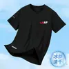 Camiseta de lujo de verano moderna de seda de hielo para hombre, cuello redondo, secado rápido, manga corta, ligera, transpirable, top deportivo de talla grande para hombre