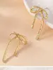 Pendientes de lazo grande huecos de moda simples y con personalidad, aretes de moda delicados para chica de cuento de hadas