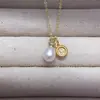 Colgante de Perla de Agua Dulce Natural, Perla en Forma de Arroz con Circonita Microincrustada, Nueva Joyería de Perlas Exquisita y Compacta Estilo Chino para Mujeres