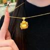 Tienda de Oro Mismo Estilo Collar Colgante Calabaza con Lazo Dorado Cepillado con Pedrería Cadena para Clavícula Hueca de la Fortuna Accesorio Versátil