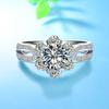 Anillo Copo de Nieve Pétalo Grande, Súper Exhibición de Pétalos de Diamante, Juego de Diamantes, Anillo de Diamantes Brillantes, Anillo de Boda para Mujer Chapado en Oro Blanco