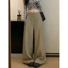 Foto real de la nueva colección de otoño 2026: pantalones de pierna ancha para mujer con diseño único, estilo coreano, de cintura alta, fluidos, holgados, pantalones casuales