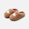 Pantuflas de algodón auténticas de Kitty para mujer, pantuflas cálidas de felpa para el hogar en invierno, pantuflas de felpa antideslizantes para usar al aire libre en invierno