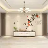 Estilo chino flor y pájaro restaurante Sala de té papel tapiz Caqui Ruyi Fondo de TV papel tapiz sala de estar sofá película y televisión mural tela de pared