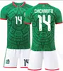 26 México Casa Nº. 14 Camisa 11 Jimenez 9 Raul Camisa de Futebol Camisa Infantil Adulto