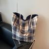 Bolso Cuadros Casual Transfronterizo para Mujer Gran Capacidad 2025 Nuevo Versátil Doble Cara Bolso de Hombro Bolso Tote para Viajes y Trabajo