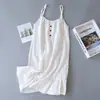 Bata de Crepé de Algodón para Mujer, Vestido Casero Cómodo Absorbente de Sudor de Gasa de Algodón, Camisola Bata de Noche, Vestido Largo Holgado de Algodón Puro