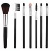 Juego de 7 brochas de maquillaje retro negras, para rubor, sombra de ojos, labios, pestañas, cejas, portátiles
