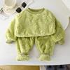 Conjunto de Pijama Infantil Inverno Novo Bebê Veludo Espessado Meninos Roupas de Casa Meninas Roupas Quentes Roupas Infantis