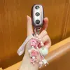 Colgante de Cadena para Teléfono Móvil con Perlas y Bola de Pelo Hecho a Mano DIY Lindo Colgante de Llavero de Coche Ins Accesorios de Muñeca para Bolso