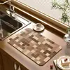Alfombrilla Drenante para Encimera de Cocina de Gama Alta, Suave de Barro Diatomeas, Secado Rápido, Absorbente de Agua, Alfombrilla para Fregadero, Alfombrilla Americana Antideslizante Aislante