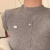 Collar Largo Único de Alto Nivel para Mujer con Cadena de Lana y Colgante de Planeta de Perla Exquisito de Moda Combinable con Todo