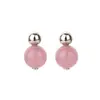 Pendientes de Plata de Ley S925 con Cristal Rosa y Cristal Amarillo Torre para Mujer, Nuevo Estilo Chino, Uso Diario, Bolita Pequeña de Gelatina, Regalo de San Valentín