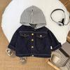 Casaco Infantil Primavera Nova Chegada Duffy Bonito Estilo Coreano Menininho Estilo Ocidental Casual com Capuz Casaco Jeans Bebê Moda Top