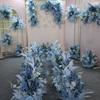 Boda azul set escena de boda floral fila de flores artificiales flor flor camino guía flor punto fondo escenario arreglo de bienvenida