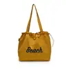 Nova Bolsa de Nylon com Letras Estilo Coreano, Casual, Fashion, Bolsa de Ombro Versátil, Estilosa, Leve, Cordão, Bolsa Tote de Grande Capacidade