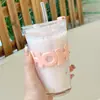 Taza de Vidrio Nueva con Letras, Vaso Transparente de Verano con Popote, Vaso para Agua Fría, Taza Souvenir Estilo Ins, Vaso para Jugos, Vaso para Bebidas Frías