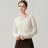 Suéter de punto de cachemira con encaje en V, estilo urbano romántico y suave de principios de otoño, jersey de lana de manga larga, moderno y versátil