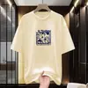 Camiseta de Manga Corta Pesada Estilo Americano de Algodón Puro para Hombre, 260g, Camiseta Básica Holgada de Cuello Redondo con Diseño Estampado, Top de Algodón 100% de Media Manga