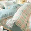 Juego de Cama de Algodón Lavado de Cuatro Piezas, Funda de Edredón, Sábana, Juego Individual para Dormitorio de Estudiantes, Juego de Algodón de Tres Piezas, Funda de Edredón Primavera 2026