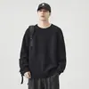 Suéter masculino casual minimalista novo para 2026, gola redonda, manga longa, cor sólida, moderno, versátil e quente
