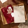 Convite de Casamento Estilo Chinês Papel para Convite de Casamento Impressão de Alta Qualidade Caractere de Flockagem Adesivo de Banquete Convite Feito Sob Medida