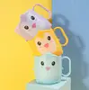 Vaso para Enjuague Bucal Infantil, Vaso para Cepillo de Dientes, Vaso de Plástico para Cepillarse y Lavarse, Lindo Vaso Creativo de Dibujos Animados Patito Amarillo
