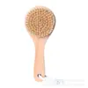 Cepillo de Cerda de Caballo de Mango Corto en Stock Transfronterizo, Cepillo de Cerdas de Jabalí de Madera de Loto, Cepillo Seco, Cepillo Corporal Masajeador, Cepillo de Limpieza, Cepillo de Sisal