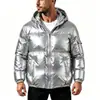 Jaqueta de algodão com capuz de cores vivas para outono e inverno para homens, espessa, tamanho grande, estilo curto, jaqueta puffer da moda para casais