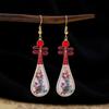 Brincos Xiangyun Série Vermelha Antiga com Contas Estilo Chinês Novo Estilo Nacional Gota d'Água Acessórios Cheongsam Hanfu Brincos de Pérola