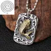 Collar Colgante de Pez Koi de Año Nuevo para Hombres y Mujeres Chapado en Plata Moda Vintage Personalidad Etiqueta Pequeña Colgante con Grabado