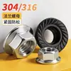 Tuerca Hexagonal con Brida de Acero Inoxidable 304 Din6923 Antideslizante Dentada Rosca Estándar Plana Antiaflojante M3-M20