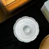 Exquisito Juego de Té Gaiwan de Cerámica Hueca de las Dinastías Tang y Song para Uso Doméstico, Diseño de Cortina de Perlas Pintado a Mano, Gaiwan de Porcelana Blanca con Boca de Flor