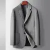 Traje Casual para Hombre Otoño e Invierno 2024 Traje de Lana de Botonadura Única para Jóvenes y de Mediana Edad, Chaqueta de Traje de Lana de Lujo de Doble Cara Moderna