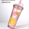 Copo de Palha Forrado Personalizável, Dopamina de Alta Capacidade, Alta Aparência, Copo de Café Transparente de Verão, Copo de Água de Plástico para Carro