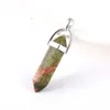 Collar de cristal con colgante de piedra natural europeo y americano al por mayor Amazon wish ágata columna hexagonal bala joyería de comercio exterior