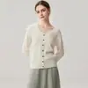 Nuevo cárdigan de cachemira para otoño e invierno con diseño de encaje patchwork, cuello en V para mujer, corte holgado, adelgazante y cálido suéter de lana
