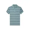 Agotado del mostrador~Camiseta de manga corta de verano para hombre, a rayas, cuello camisero, corte holgado, estilo de negocios, estilo papá, polo de seda helada