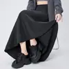 Foto real de falda vintage marrón cola de pez para mujer, estilo otoño e invierno, de cintura alta, adelgazante, casual, fluida, línea A, ajustada, larga
