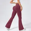 Calça de Yoga Ribatada Flare Cintura Alta Estilo Europeu e Americano, Calça Fitness Cintura Alta Levanta Bumbum, Calça Esportiva Longa Bumbum de Pêssego, Calça Wide Leg para Mulheres