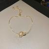 Pulseira Ajustável Zircônia Banhada a Ouro Real com Efeito Slub para Mulheres, Pulseira Fashionable de Luxo Leve, Versátil, Estilo Frio, Pulseira com Sensação de Alto Padrão